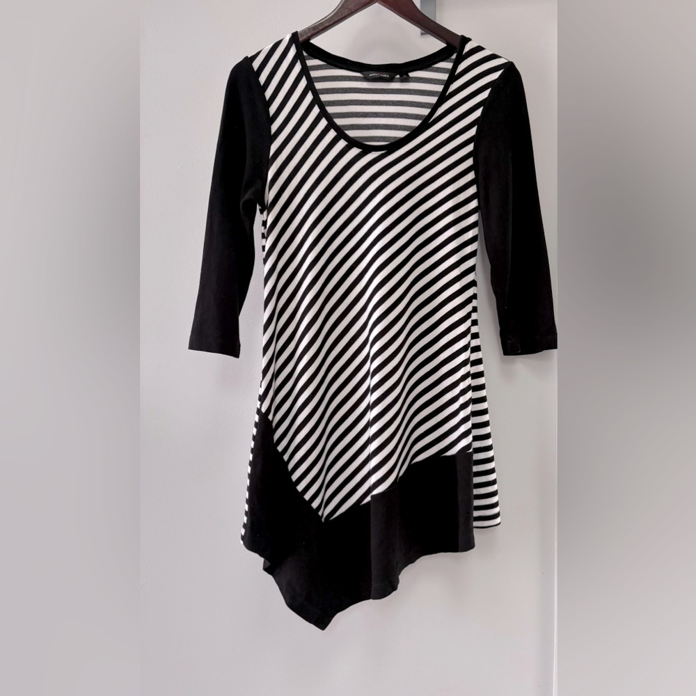 Stork & Babe Striped Black and White Tunic Maternity Top